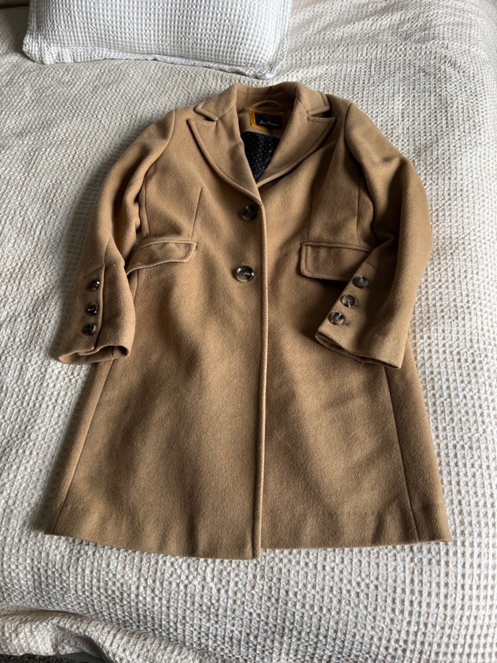 Sam Edelman Camel Wool-Blend Pea Coat